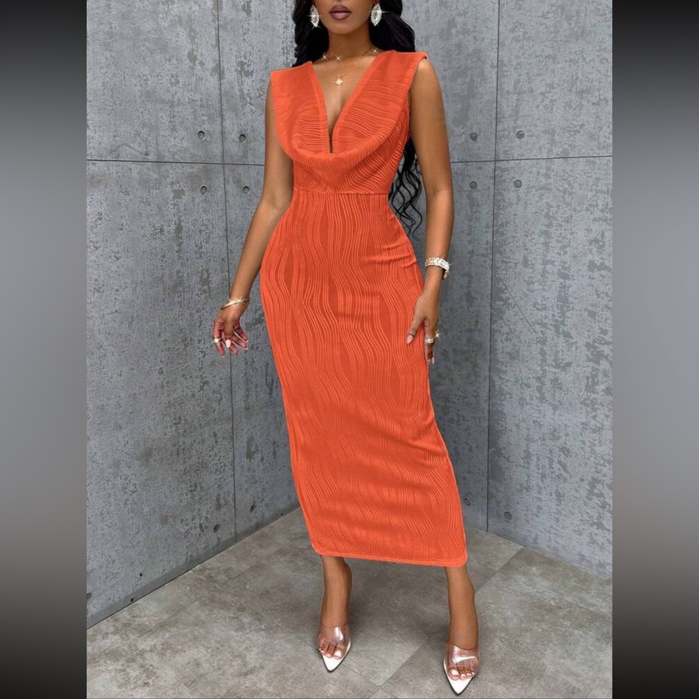 Burnt Orange Hooded Dress - Picture 4 of 10
